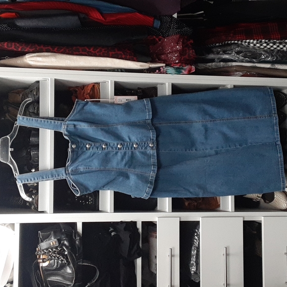 Sexy Chic denim jean two-piece skirt top set rockabilly pinup - Picture 7 of 9